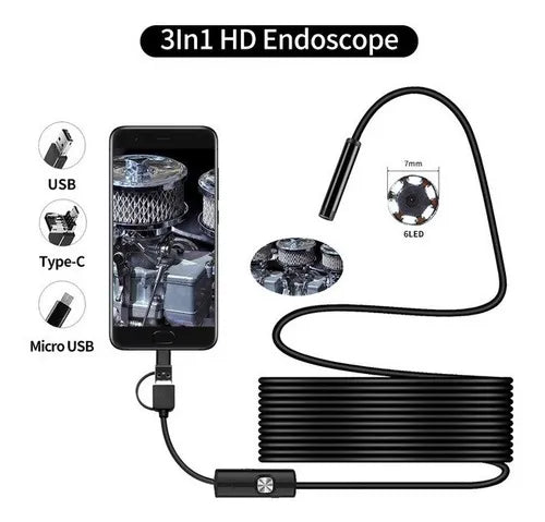 Camara via cable tipo Endoscopica 3 en 1